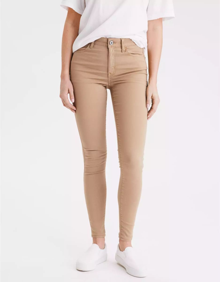 Pantalon American Eagle AE High-Waisted Jegging Kaki Femme | FEG-35352128